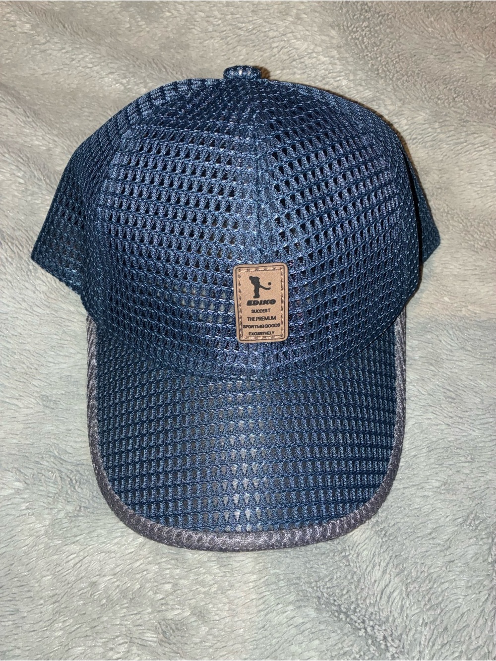 Ediko Men's Navy Mesh Cap with Leather Patch